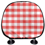 Red And White Gingham Pattern Print Car Headrest Covers