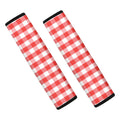 Red And White Gingham Pattern Print Car Seat Belt Covers