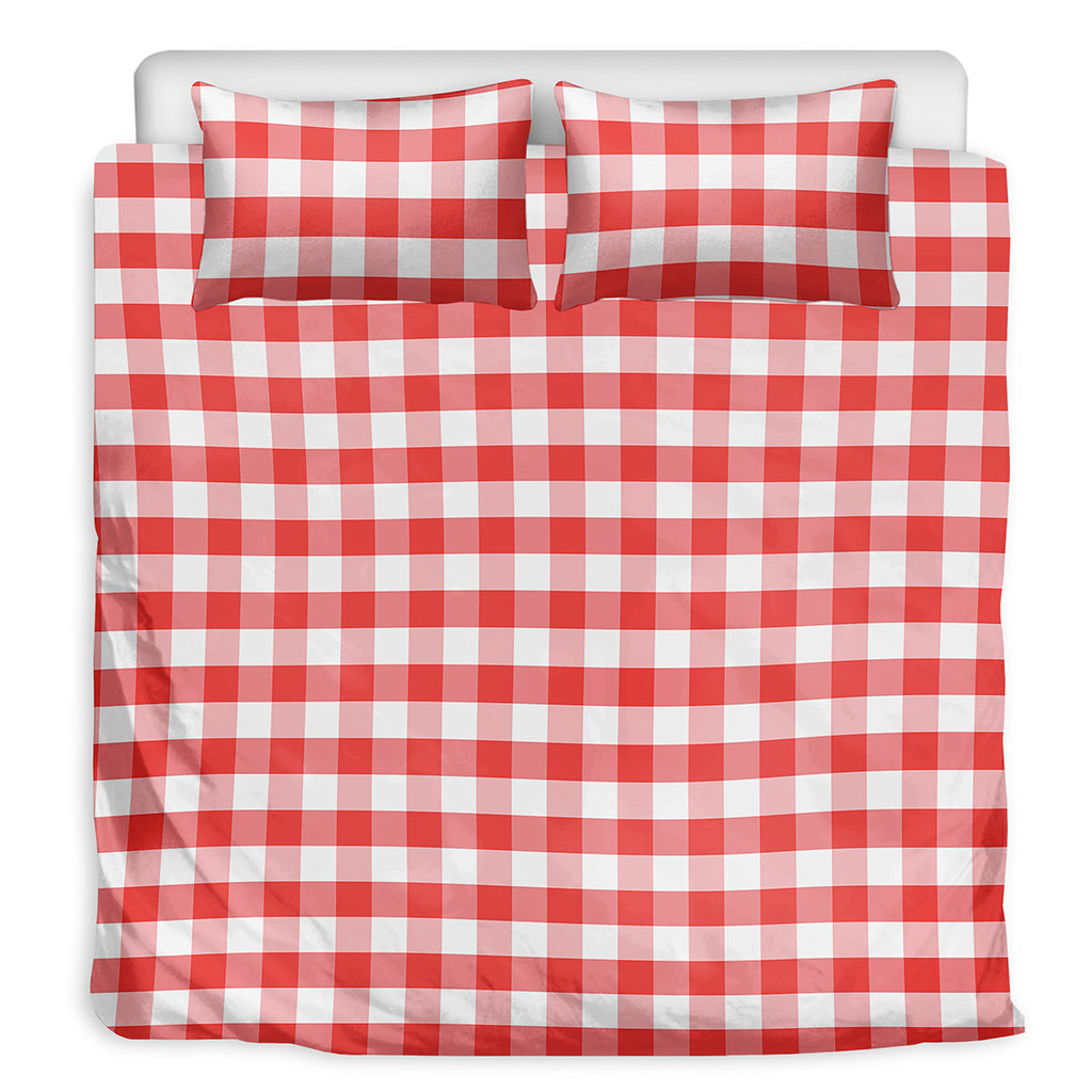 Red And White Gingham Pattern Print Duvet Cover Bedding Set