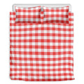 Red And White Gingham Pattern Print Duvet Cover Bedding Set