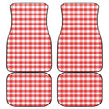 Red And White Gingham Pattern Print Front and Back Car Floor Mats