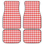 Red And White Gingham Pattern Print Front and Back Car Floor Mats
