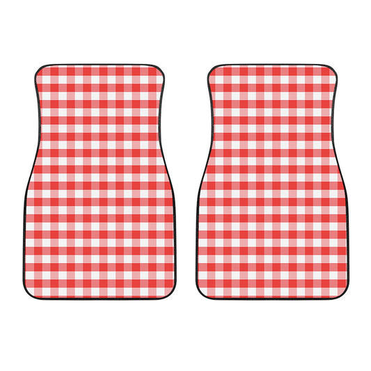 Red And White Gingham Pattern Print Front Car Floor Mats