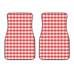 Red And White Gingham Pattern Print Front Car Floor Mats