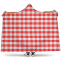 Red And White Gingham Pattern Print Hooded Blanket