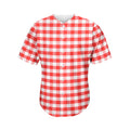 Red And White Gingham Pattern Print Men's Baseball Jersey