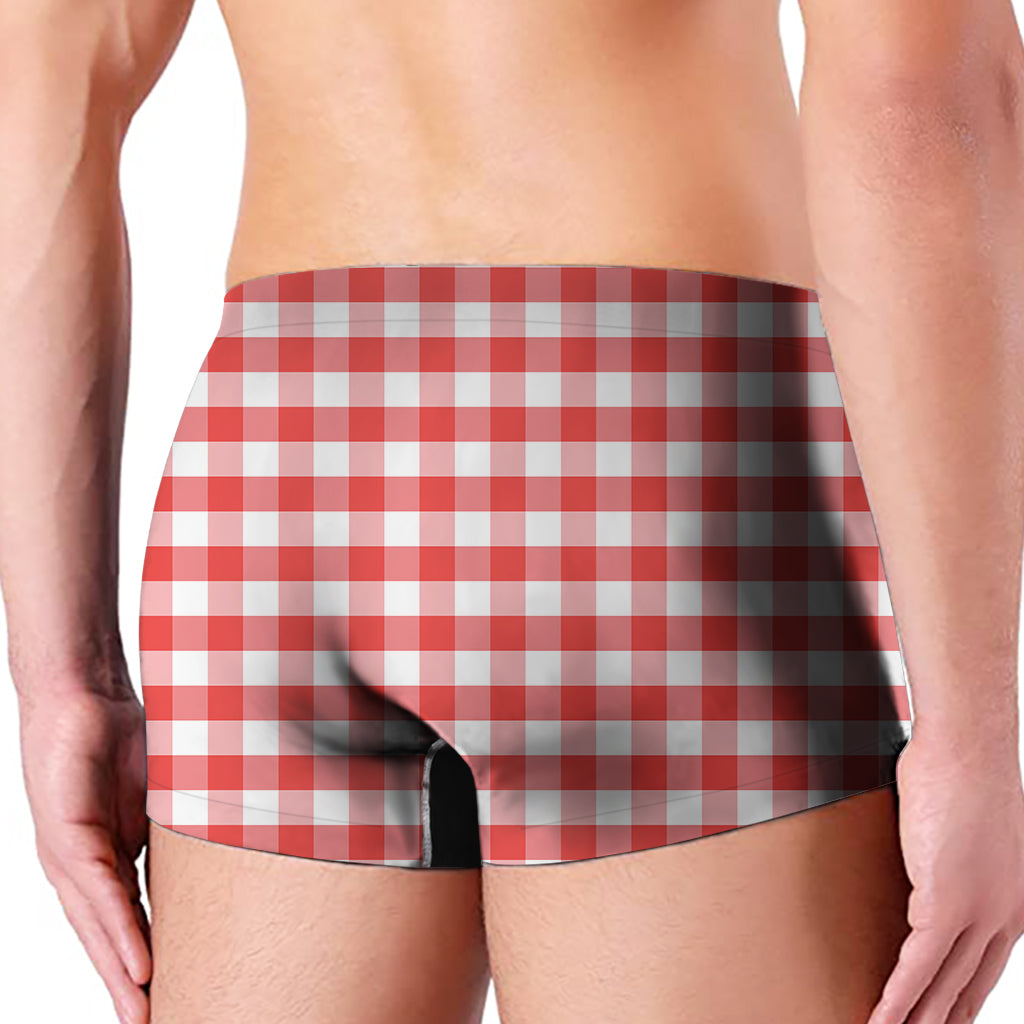 Red And White Gingham Pattern Print Men's Boxer Briefs