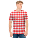 Red And White Gingham Pattern Print Men's T-Shirt