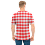 Red And White Gingham Pattern Print Men's T-Shirt