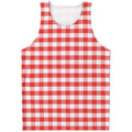 Red And White Gingham Pattern Print Men's Tank Top