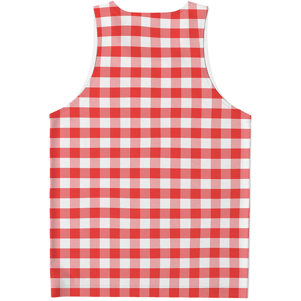Red And White Gingham Pattern Print Men's Tank Top