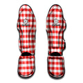 Red And White Gingham Pattern Print Muay Thai Shin Guards