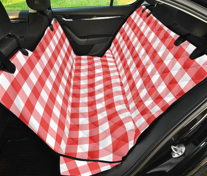 Red And White Gingham Pattern Print Pet Car Back Seat Cover