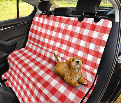 Red And White Gingham Pattern Print Pet Car Back Seat Cover