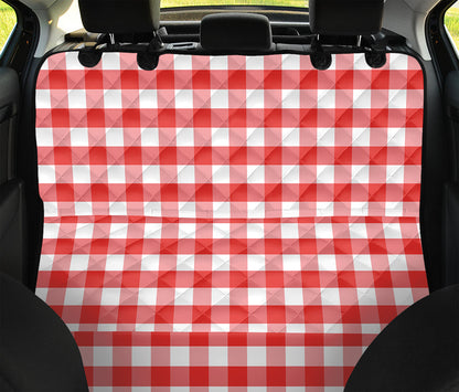 Red And White Gingham Pattern Print Pet Car Back Seat Cover