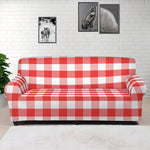 Red And White Gingham Pattern Print Sofa Cover