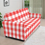Red And White Gingham Pattern Print Sofa Cover