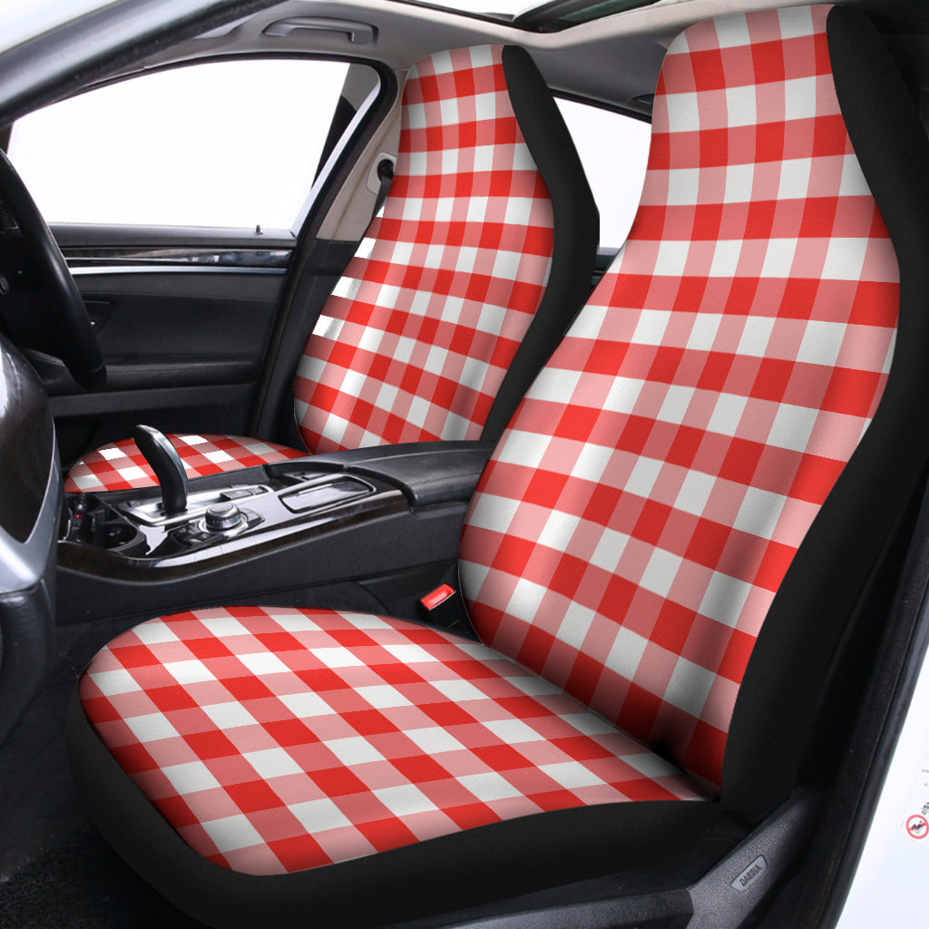 Red And White Gingham Pattern Print Universal Fit Car Seat Covers