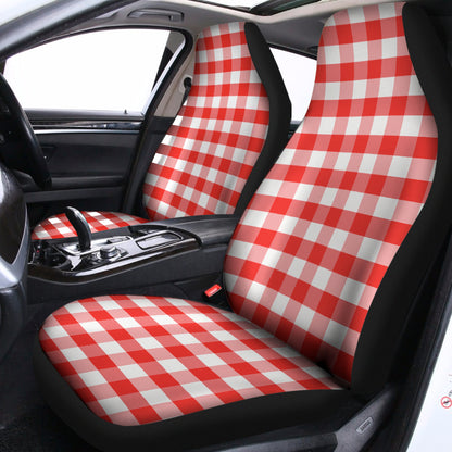Red And White Gingham Pattern Print Universal Fit Car Seat Covers