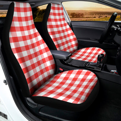 Red And White Gingham Pattern Print Universal Fit Car Seat Covers