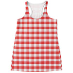 Red And White Gingham Pattern Print Women's Racerback Tank Top