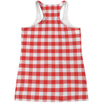 Red And White Gingham Pattern Print Women's Racerback Tank Top