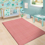 Red And White Glen Plaid Print Area Rug