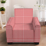 Red And White Glen Plaid Print Armchair Slipcover