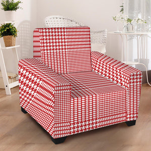 Red And White Glen Plaid Print Armchair Slipcover