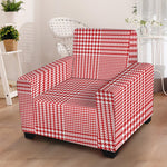 Red And White Glen Plaid Print Armchair Slipcover