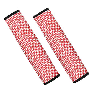 Red And White Glen Plaid Print Car Seat Belt Covers