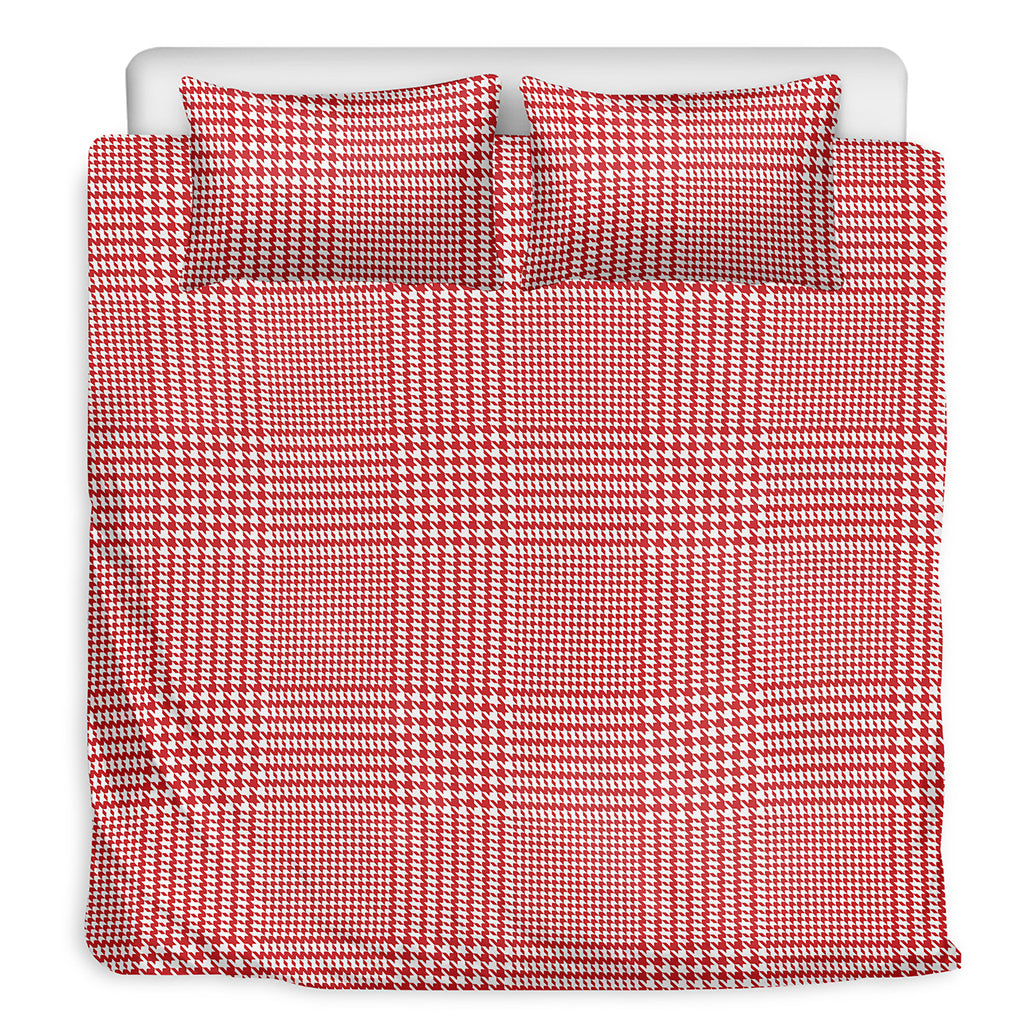 Red And White Glen Plaid Print Duvet Cover Bedding Set