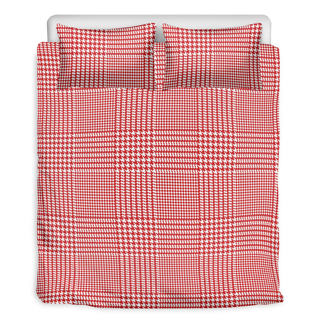 Red And White Glen Plaid Print Duvet Cover Bedding Set