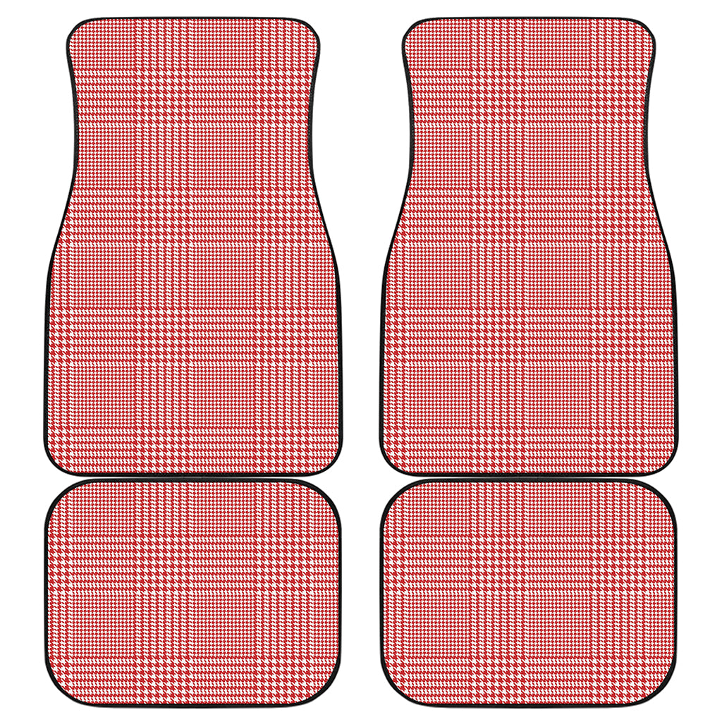 Red And White Glen Plaid Print Front and Back Car Floor Mats