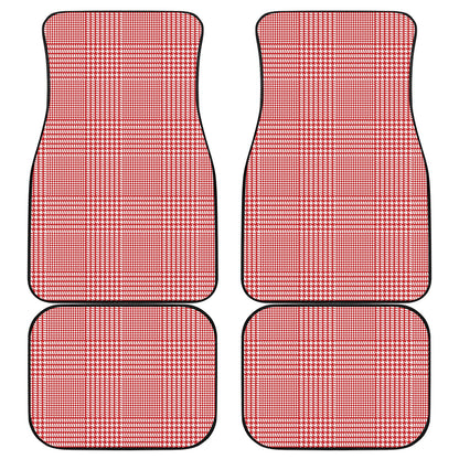 Red And White Glen Plaid Print Front and Back Car Floor Mats