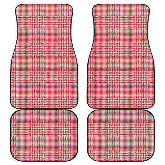 Red And White Glen Plaid Print Front and Back Car Floor Mats