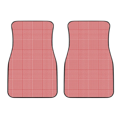 Red And White Glen Plaid Print Front Car Floor Mats