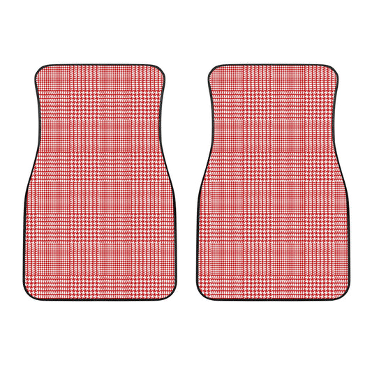 Red And White Glen Plaid Print Front Car Floor Mats