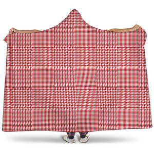 Red And White Glen Plaid Print Hooded Blanket