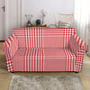 Red And White Glen Plaid Print Loveseat Slipcover