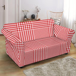 Red And White Glen Plaid Print Loveseat Slipcover