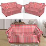 Red And White Glen Plaid Print Loveseat Slipcover