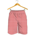 Red And White Glen Plaid Print Men's Shorts