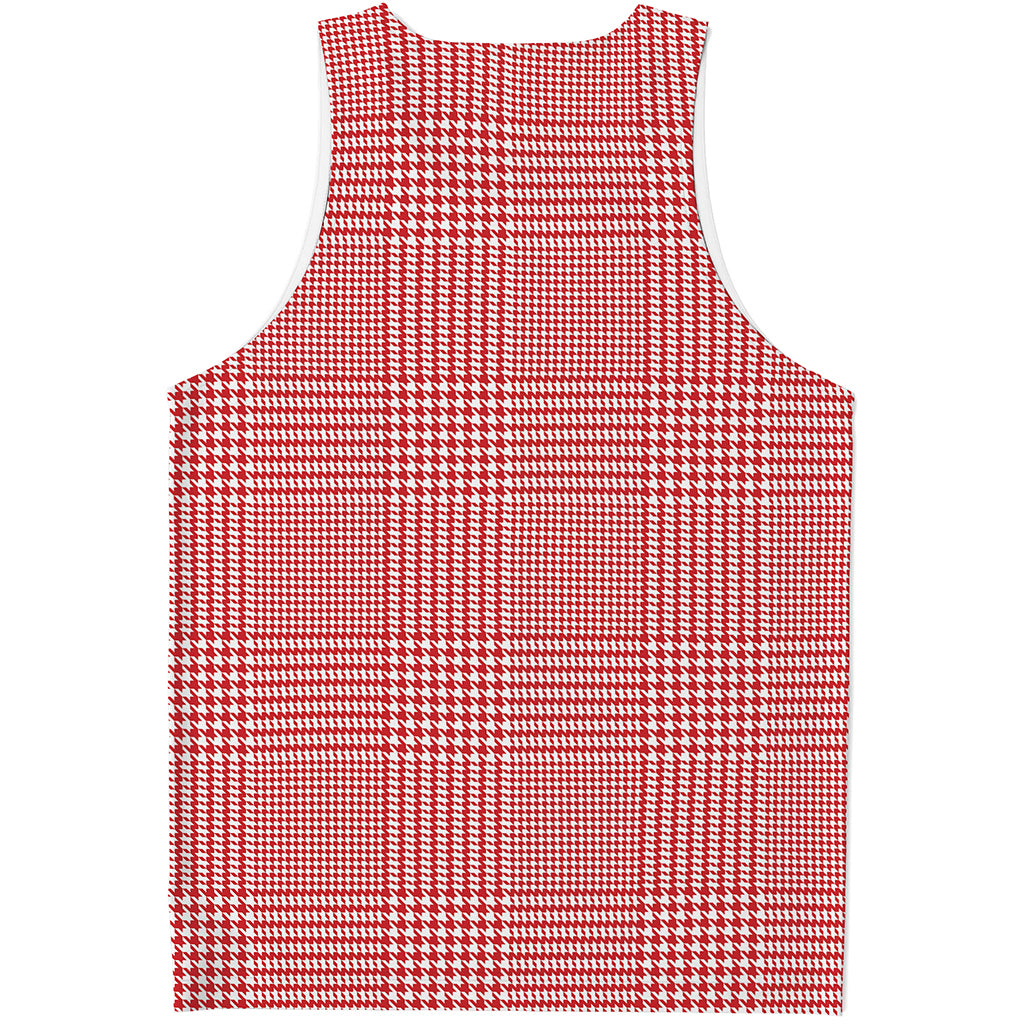 Red And White Glen Plaid Print Men's Tank Top