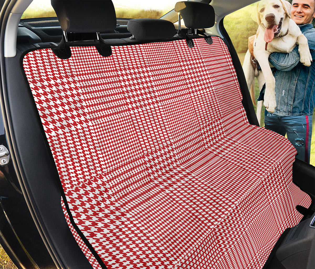 Red And White Glen Plaid Print Pet Car Back Seat Cover