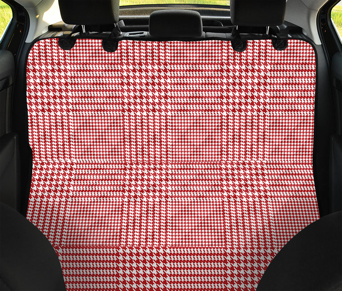 Red And White Glen Plaid Print Pet Car Back Seat Cover