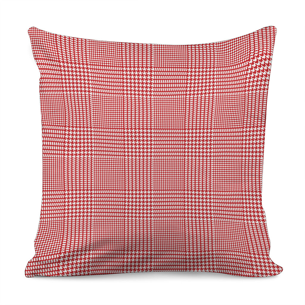 Red And White Glen Plaid Print Pillow Cover