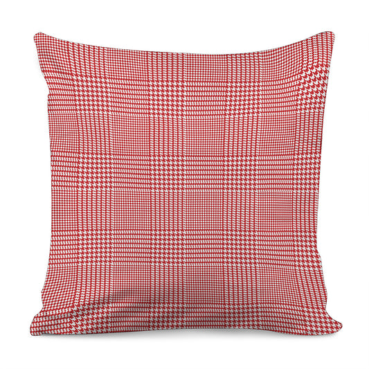 Red And White Glen Plaid Print Pillow Cover