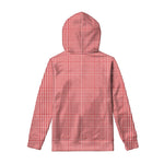 Red And White Glen Plaid Print Pullover Hoodie