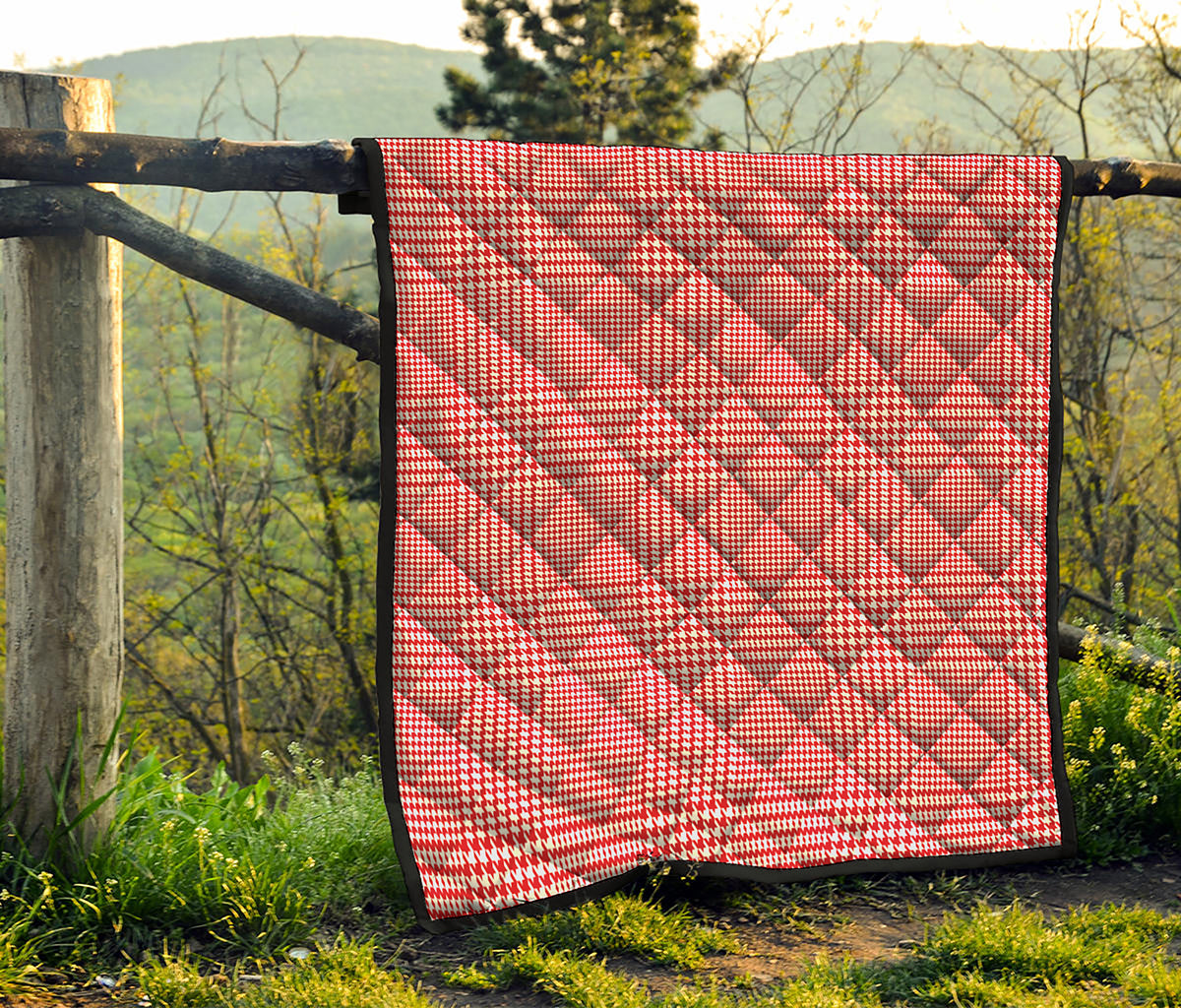 Red And White Glen Plaid Print Quilt